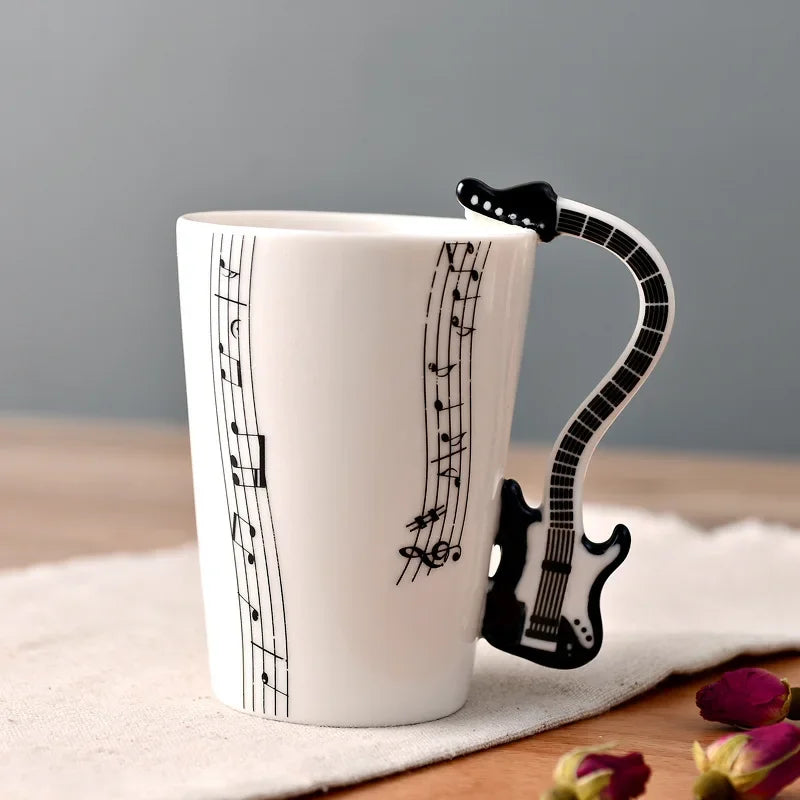 Novelty Music Note Cup Ceramic Guitar Coffee Mugs Personality Tea/Milk/Juice/Lemon Water Bottle Christmas Birthday Gift...