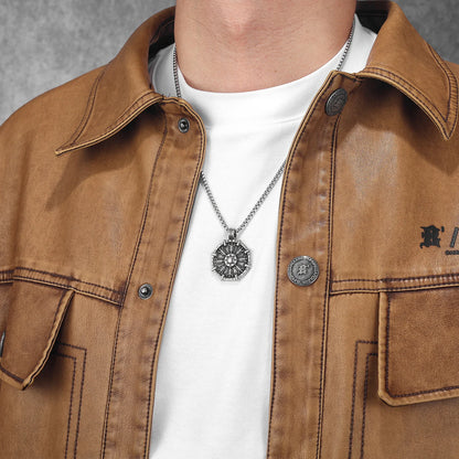 Viking Retro Shield Men Necklaces With Pendant Stainless Steel Jewelry For Male Women Punk Hip Hop Accessories Gifts Wholesale