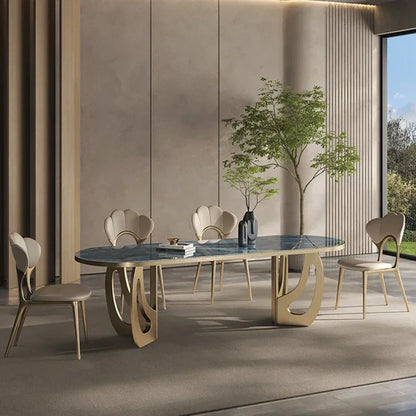 luxury Kitcjen Dining Table Set 6 People Desk legs metal Marble Dining Table Coffee Multifunctional mesa comedor home...