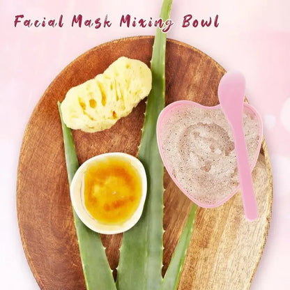 6/12 Pcs Heart Shaped Facial Mask Mixing Bowl With Scraper Plastic DIY Skin Care Tool, Suitable For Family And Salon