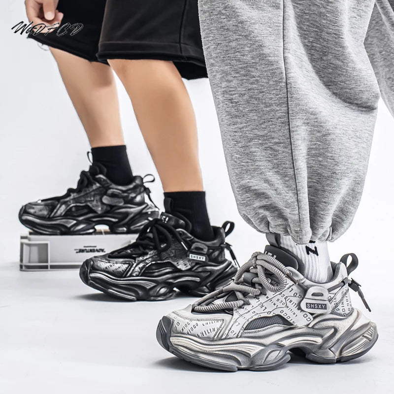 Chunky Sneakers Mens Designer Easy Matching Sport Shoes Fashion Casual Leather Fabric Breathable Height Increased Platform Shoes