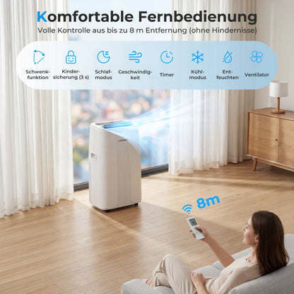 14000 BTU Mobile Air Conditioner (4.5 kW), Cooling & Ventilating & Dehumidifying, Room Size up to 100 m³ | Kimlud Luxury...