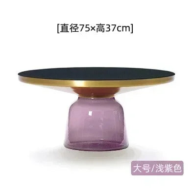 Nordic Creative Glass Round Coffee Table Combination Living Room Reception Side Table Transparent Light Luxury Coffee Tables - Kimlud