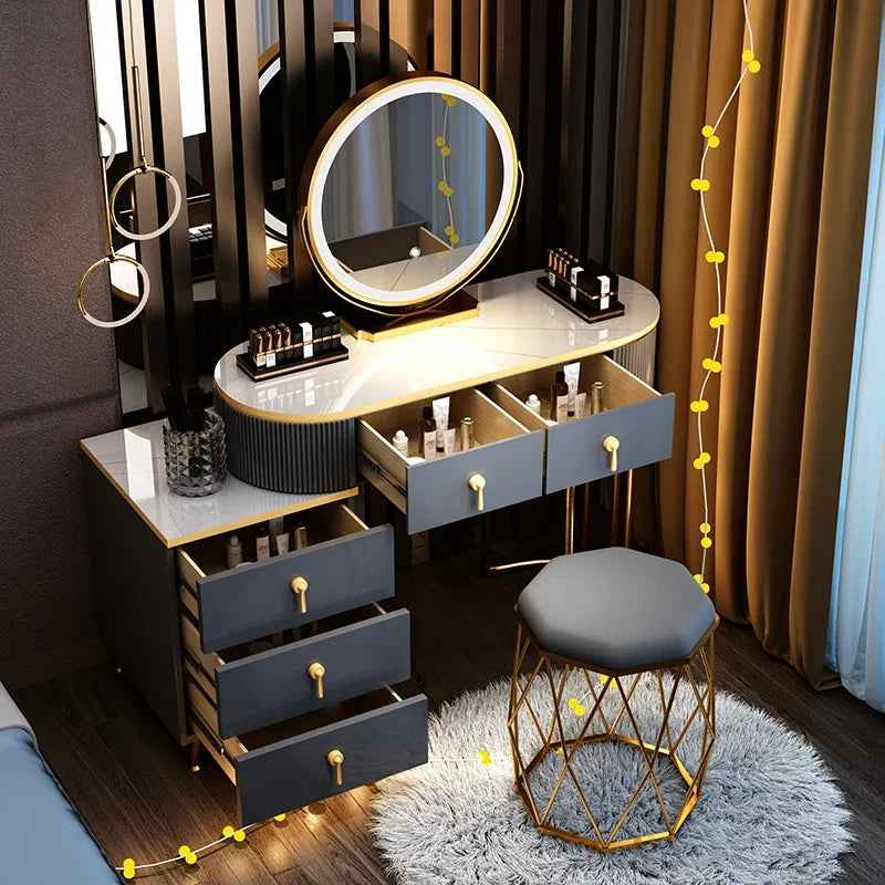 Modern Luxury Vanity Table Storage European Big Study Corner Women Organizer Dressing Table Girl Penteadeira Chinese Furniture