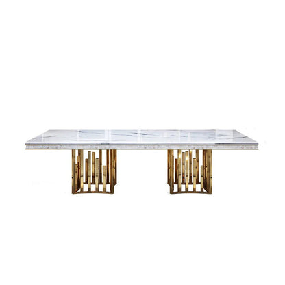 stainless steel Dining Room Home Furniture modern marble dining table rectangle table - Kimlud