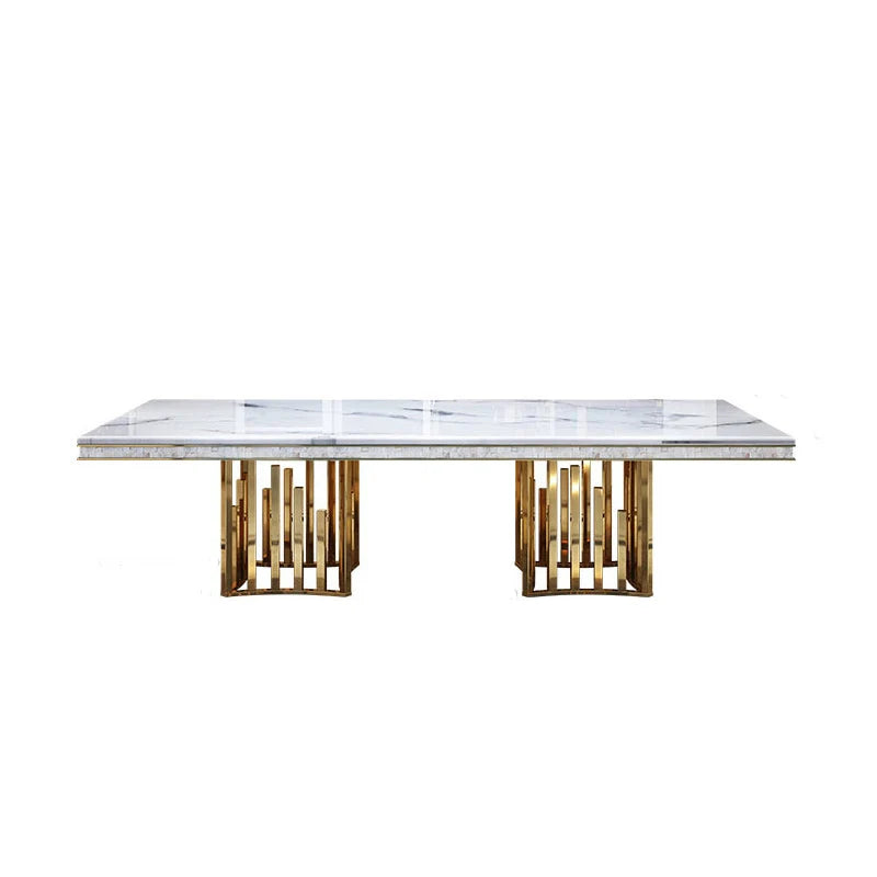stainless steel Dining Room Home Furniture modern marble dining table rectangle table - Kimlud