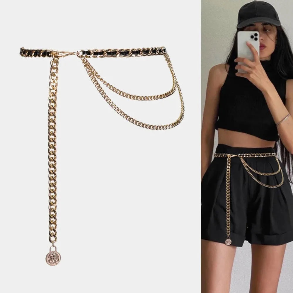 Fashion Metal Waist Chain Chain Strap Rope Adjustable Waist Belt Dress Shirt Decoration Waistband Women Waistband