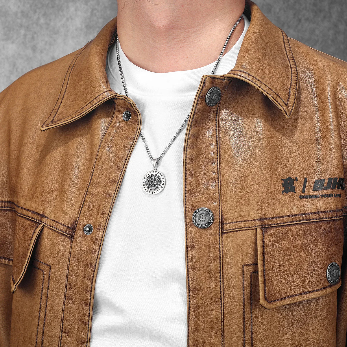 Rotatable Viking Compass Rune Men Necklaces With Pendant Stainless Steel Jewelry For Male Women Punk Accessories Gifts...