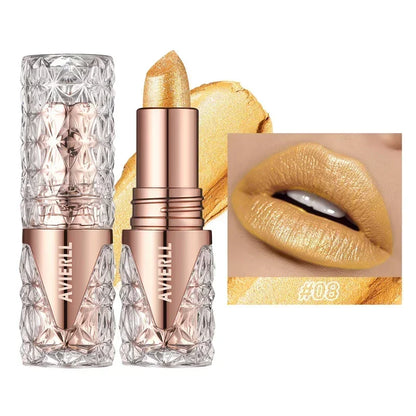 10 Colors 3 in 1 Pearlescent Lipstick Long Lasting Moisturizing Sparkling Quicksand Gold Lip Gloss Pearl Shimmer Sexy Lip Makeup - Kimlud