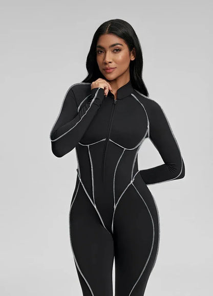 PMWRUN 2025 Women's Split-Design Spicy Girl Jumpsuit: Tight Yoga Suit With Chest Cushion, Breathable & Form-Fit For Workouts - Kimlud