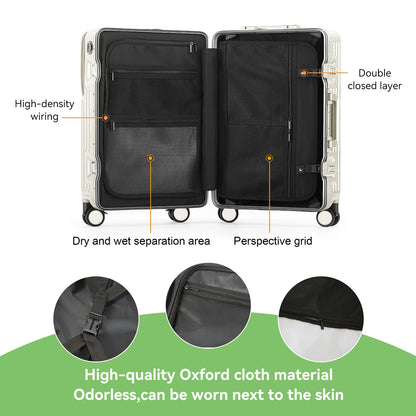 AIWEINY 2025 Aluminum Frame Suitcase PC Hard Shell Pressure-Resistant Travel Luggage, 360° Silent Swivel Wheels, with TSA Lock.