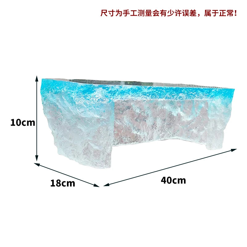 Premium Light Luxury Transparent Resin Hotel Front Desk Restaurant Villa Kitchen Partition Luminous Crystal Glacier Island Table