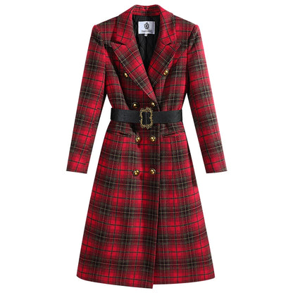 Dabuwawa Notched Double Sided Woolen Long Coat Women New Arrival Epaulet Double Breasted Jacket Elegant Outwear Y2K DM1DCO017