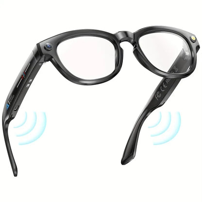 AI Voice Assistant Smart Glasses - Wireless Calls, AI Translation,  with LED Flashlight Remote Camera, Music Playback,  Gift