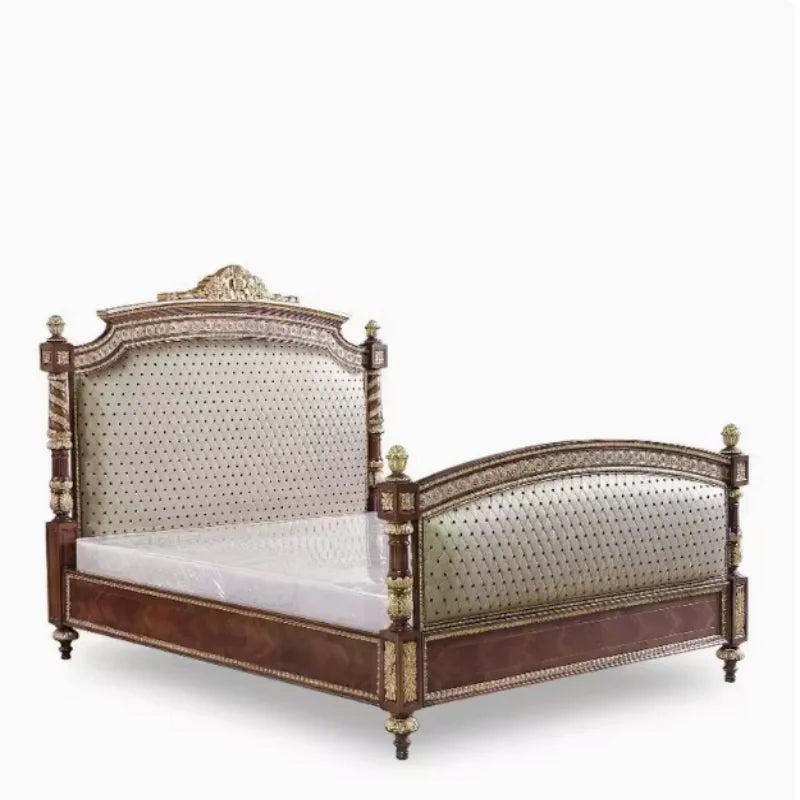 France Luxury Double Bed Romantic Design Comfortable Bedroom Bed Princess Square Frame Letto Matrimoniale Unique...