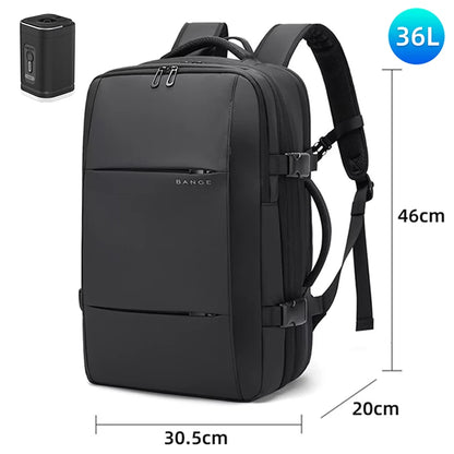 BANGE Expandable Men Travel Backpack With Vacuum Compression 17 inch Laptop Backpacks Business Large School Backpack For Hiking