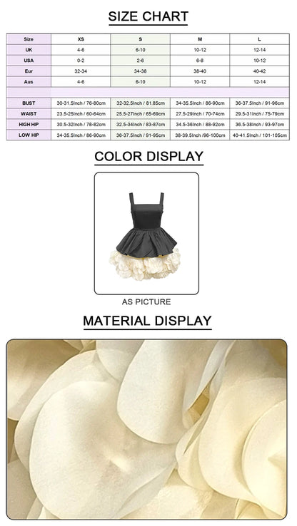 VC Elegant Black Mini Dress with Peplum and White Ruffle Accents for Upscale Casual Gatherings