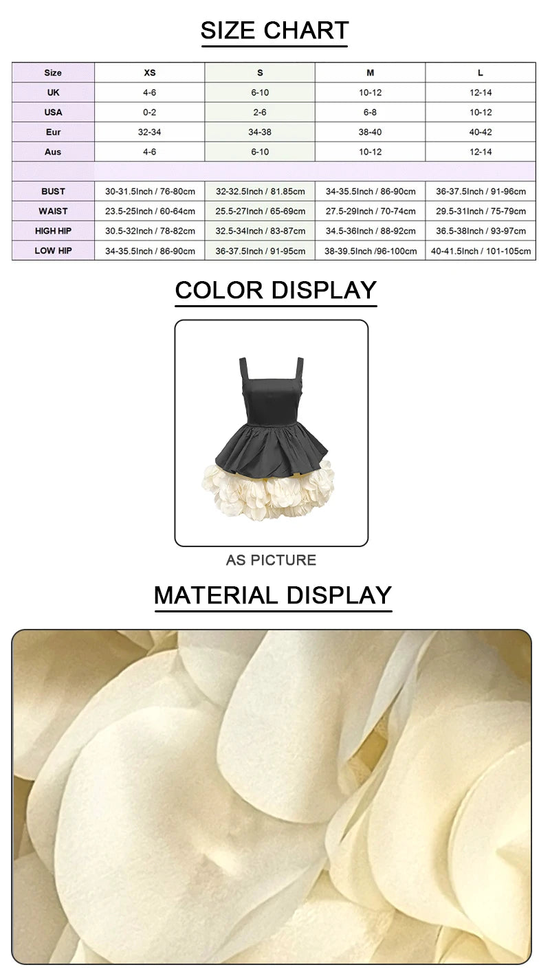 VC Elegant Black Mini Dress with Peplum and White Ruffle Accents for Upscale Casual Gatherings