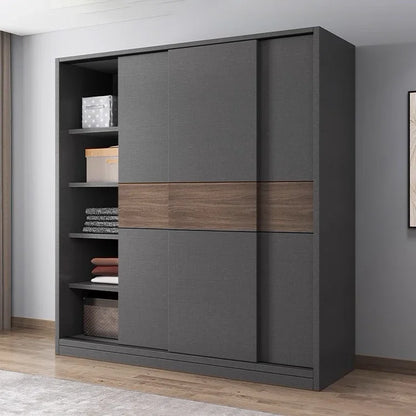 A Customized Modern Clothes Storage Organizer Double Wardrobe Cabinet Home Luxury Mdf Sliding Door Wardrobe Bedroom Furniture