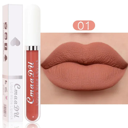 3Pcs/Set Waterproof Matte Nude Lip Gloss Brown Nude Pigment Dark Red Long Lasting Velvet Liquid Lipstick Women Makeup Lip Glaze