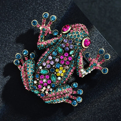 Luxury frog brooch unisex color rhinestone sparkling animal pin jewelry