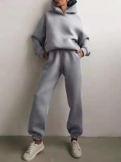 Winter Two Piece Sets Women Tracksuit Oversized Suit 2021 Autumn Trouser Suits Female Sweatshirt Solid Sports Hoodie...