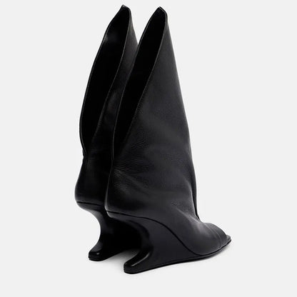 2026 European and American Women's Trendy, Niche, Personalized, Unique, Sloping, Sexy, Open Toed, Fishmouth, Sleeve Short Boots - Kimlud