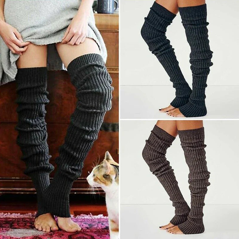 Anime Gothic Lolita Tights Knee Socks Cosplay Costumes Accessories Knitted Winter Women Yoga Long Leg Warmer Knee High Socks New