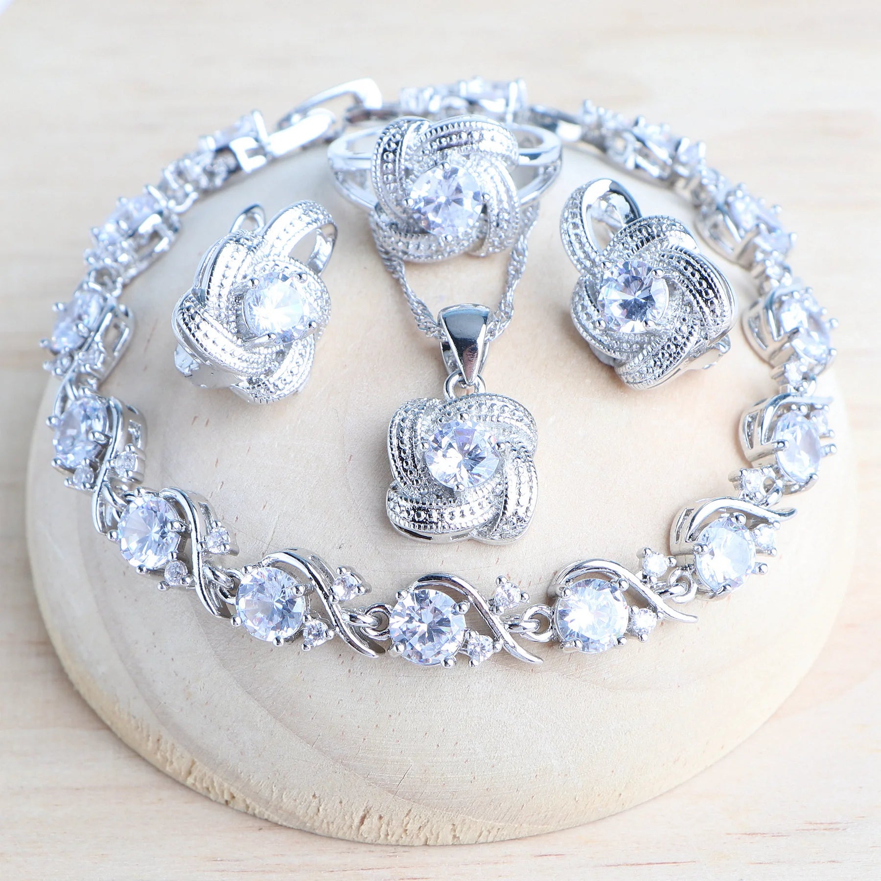 Blue Zirconia Women Jewelry Sets 925 Sterling Silver Wedding Bridal Costume Jewellery Earrings Rings Bracelets Pendant...