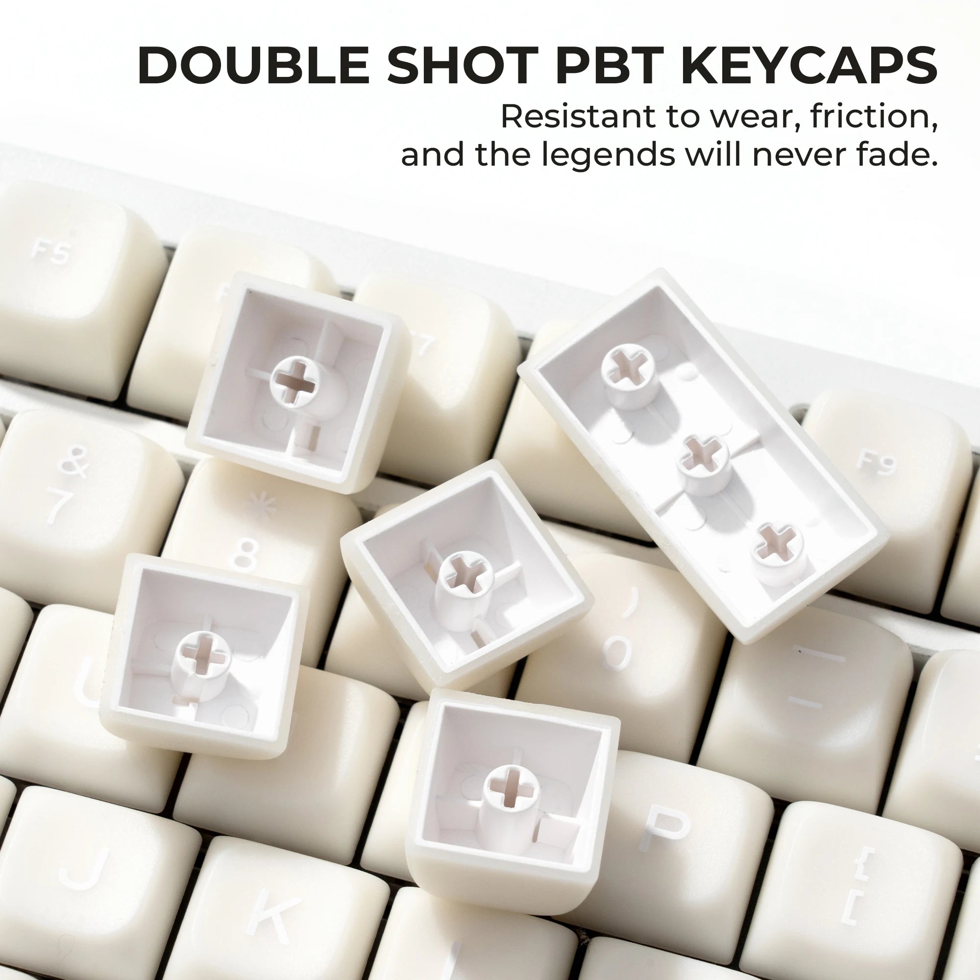 XVX MDA Profile White Jade Double Shot PBT Keycaps Set Translucent Shine Through Keycaps for Mechanical Keyboard 132 Keys