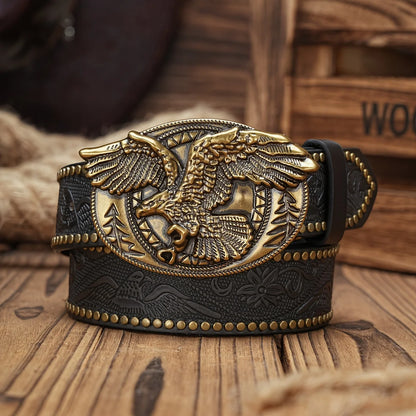 Men - Women - Western Denim - pu leather - Belt - Vintage jeans with needle buckle brown belt | Kimlud Mid Range Pants