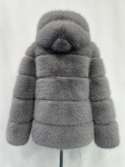 Women Hooded Thick Jackets Fur Faux Solid Zipper Coat Long Sleeve Cardigan Spliced Hoodies Warm Streetwear Coats Winter