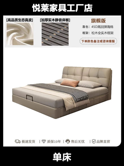 Storage Leather Double Bed Modern Minimalist Frame Luxury Double Bed Cheap Storage Camas Matrimoniales Bedroom Furniture...