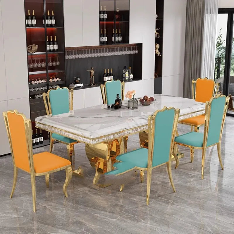 Kitchen Marble Dining Table Restaurant Side Chairs Living Room Study Dining Table Writing Office Muebles Commercial Furniture - Kimlud
