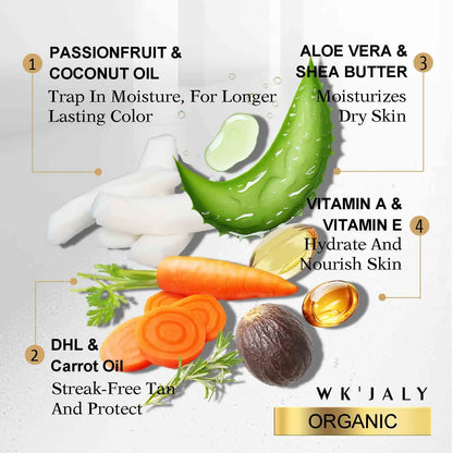 WK JALY Self Tanner Body Lotion, Fair To Medium Skin Tone, Sunless Tanning Moisturizer With Coconut Oil, Carrot Oil,...