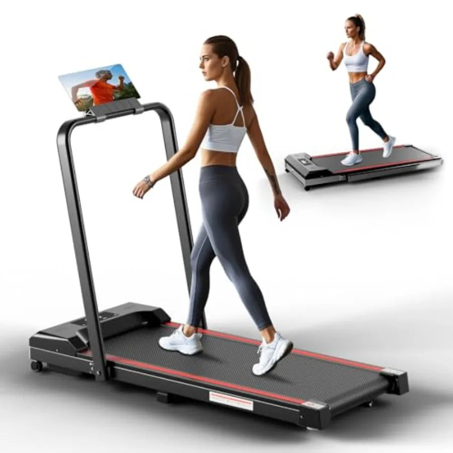 Portable Foldable Treadmill for Home with 3.0 HP Motor 300 LBS Capacity LED Display Black Frame Compact Design for Indoor Use - Kimlud