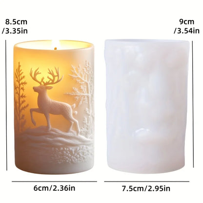 2025 Christmas House Fragrance Candle Silicone Mold Santa Claus Santa Claus Knocking On Door Giving Gifts Resin Plaster Molds