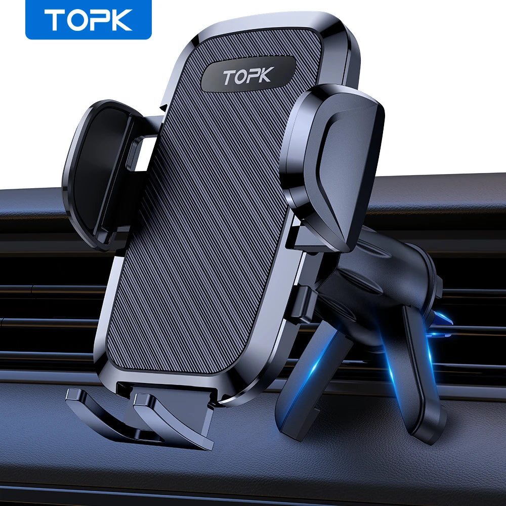 TOPK D36-S Car Phone Holder Mount, [Upgraded Support Function] Metal Hook Cell Phone Holder For Car Air Vent for All Phones