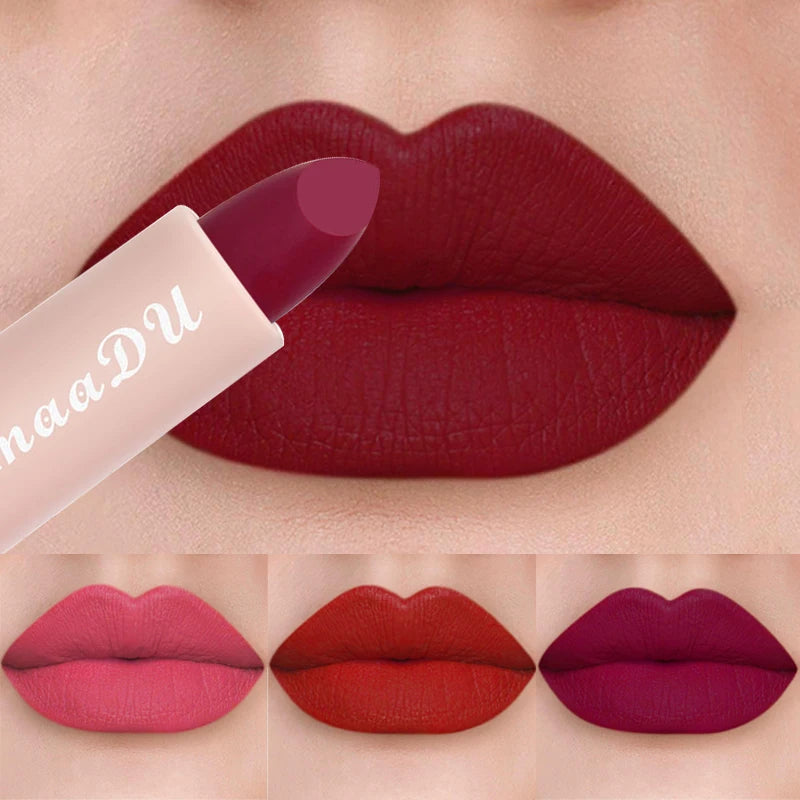 1pcsVelvet Matte Lipstick Waterproof Long-lasting Solid Matte Lip Gloss Non-Stick Cup Nude Pink Lipstick Sexy Cute Korean Makeup