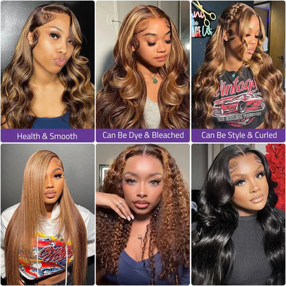 Body Wave P4/27 Highlight 13x6 HD Lace Front Wig 40 46 Inch Honey Blonde Colored 13x4 Lace Frontal Human Hair Wigs For...