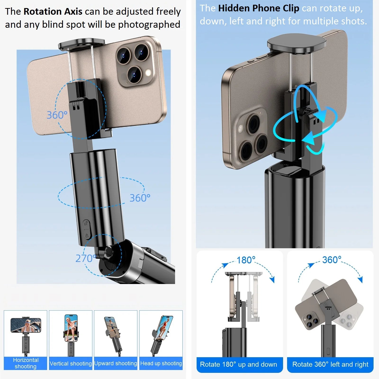 Auto Face Tracking Tripod 360° Rotation 59" Selfie Stick Tripod Auto Tracking Phone Holder Motion Tripod for Live Video Vlogs