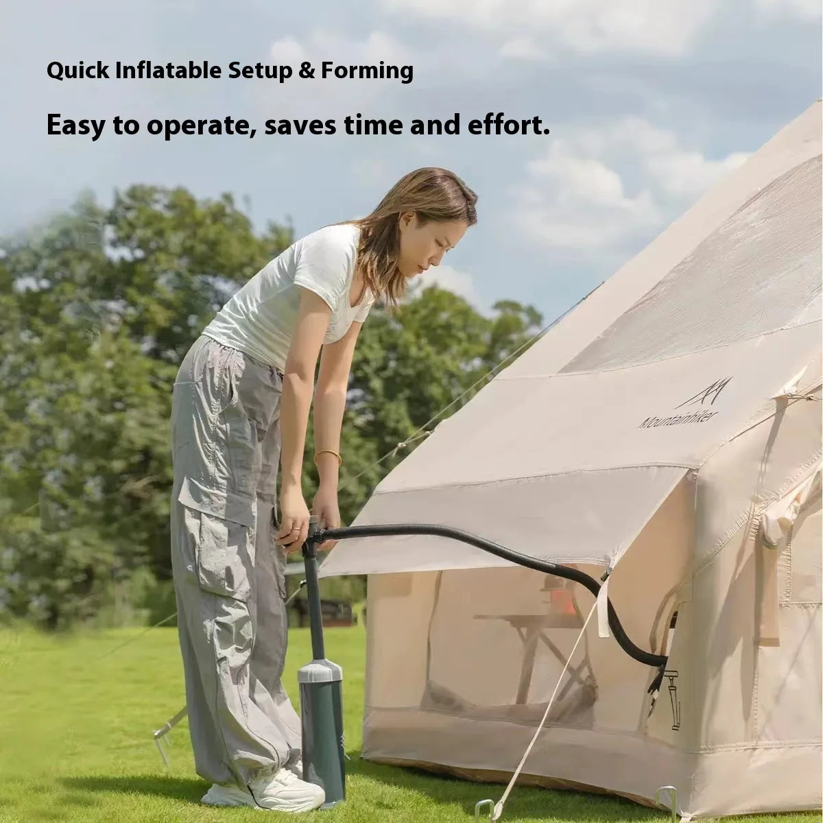 MOUNTAINHIKER Extra Large 3-6 Person Inflatable Family Camping Tent with High-Quality Windproof and Spacious Interior - Kimlud