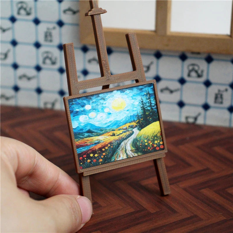1/12 Scale Miniature Dollhouse Painting Pigments Palette Easel Decor for OB11 BJD Doll Accessories Toy - Kimlud