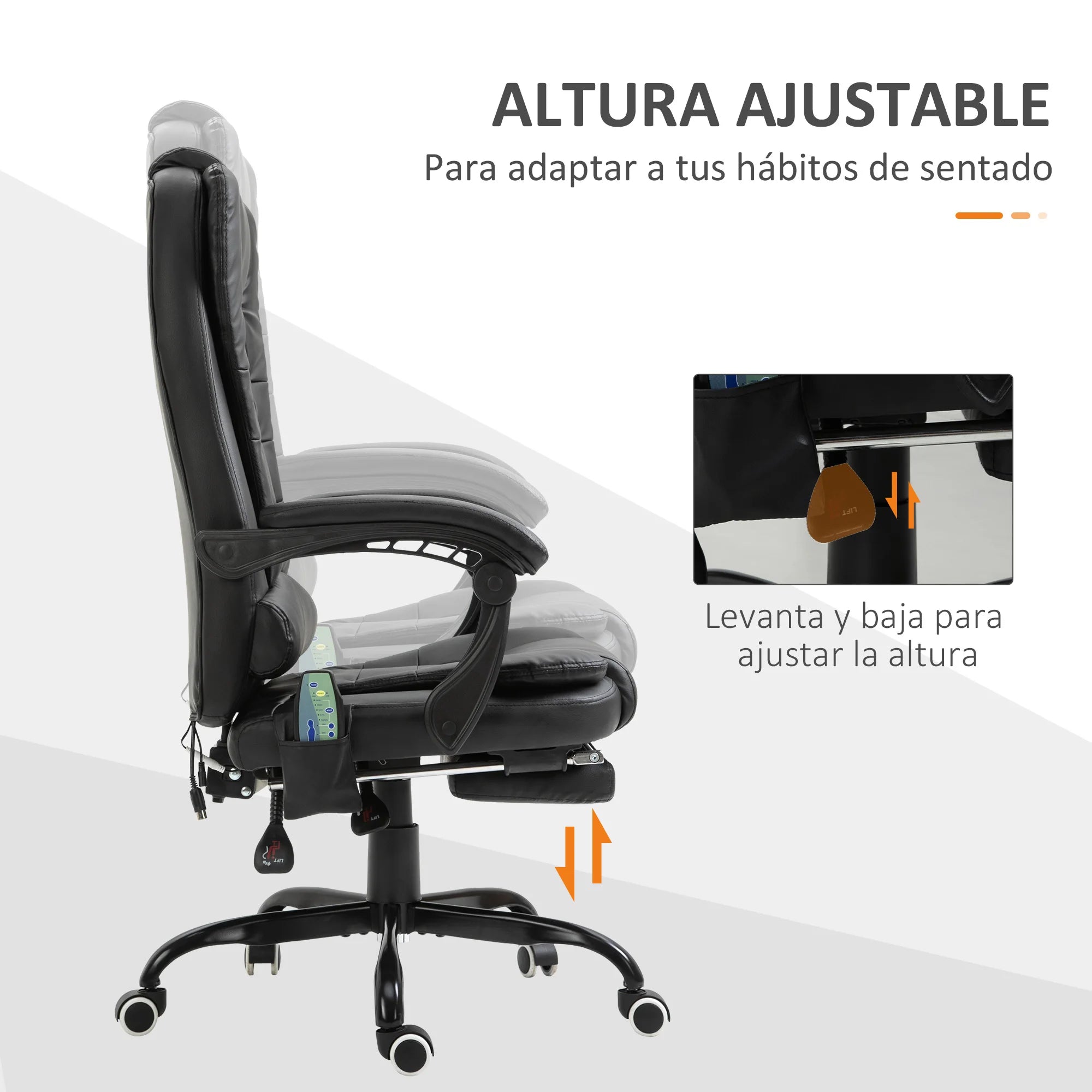 Vinsetto 7 points massage office chair with black retractable footrest | Kimlud Office Luxury Chair