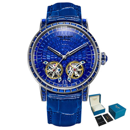 Mechanical Watch Men PINDU Design Top Luxury Double Flying Wheel Watch Sapphire Glass Waterproof Diamond Watch Leather...
