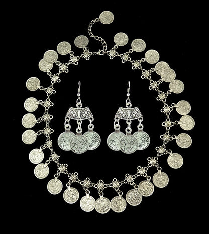 Afghan Turkey Coins Necklace Earrings for Women Vintage Boho Ethnic IndianTribal Bride Choker Statement Necklaces...