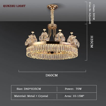 American Light Luxury Crystal Pendant Lamp Postmodern Living Room Lamp Villa Hotel Master Bedroom Lamp Dining Room Lamp