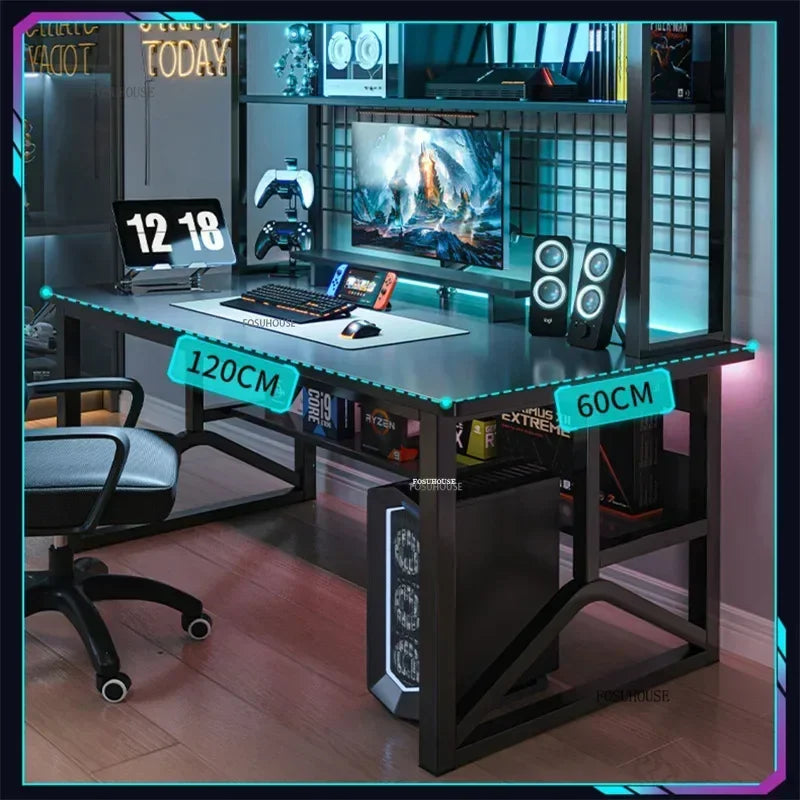 Home Office Table For Pc Gaming Desk Simple Desktop Computer Desks With Bookshelf Furniture Creative Reading Desk Gamer Table X
