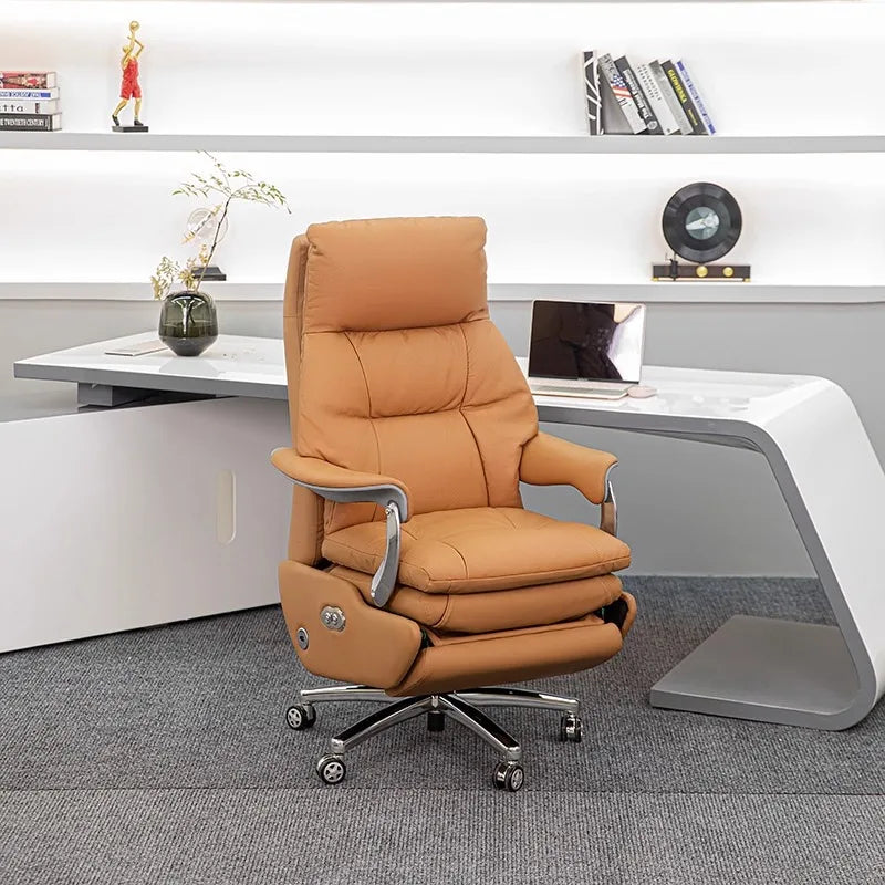 Leather Electric Chair Footrest Lift Rotatable Nordic Lazy Designer Adult Aesthetics Chair Wheels Luxury Bureau Meuble...