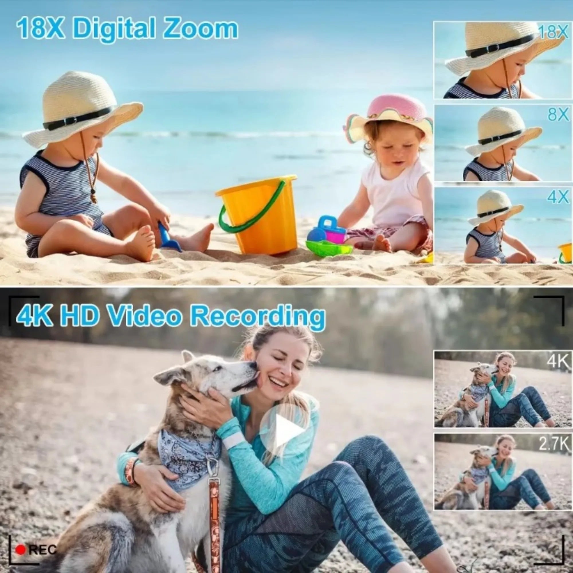 4K Digital Camera for Photography 16X Digital Zoom Vlog Camera for YouTube 75MP WiFi Autofocus Livestream Video Camera Camcorder - Kimlud